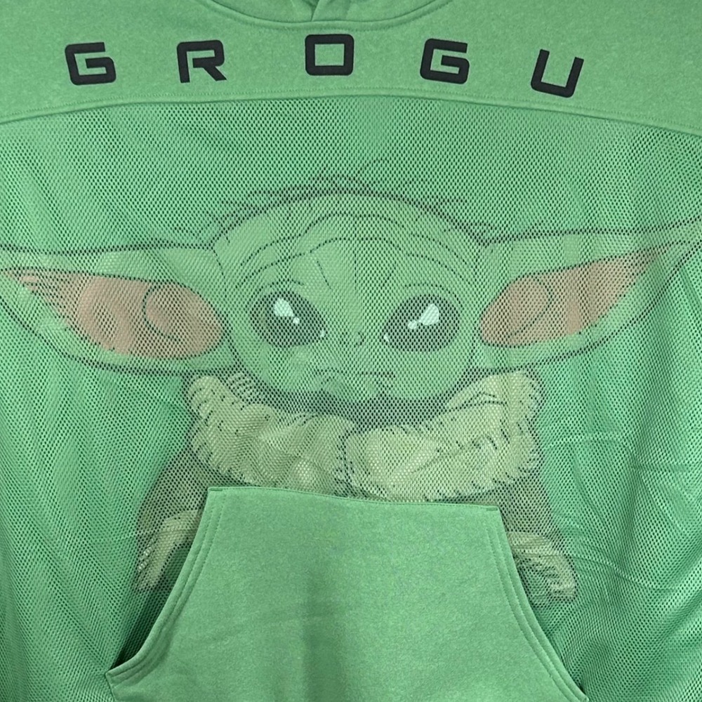 Star Wars‎ Mandalorian Grogu Baby Yoda Green Hoodie Mesh Graphic Men's Size XL